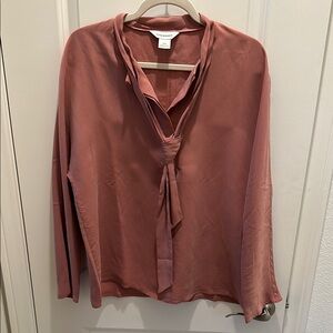 Club Monaco Pink Tie-Neck Blouse